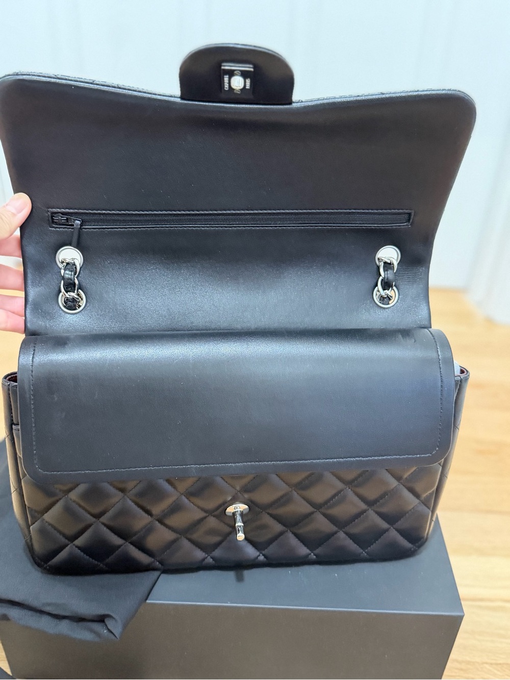 Chanel Lambskin Quilted Maxi Double Flap with Silver Hardware - Picture 8 of 12